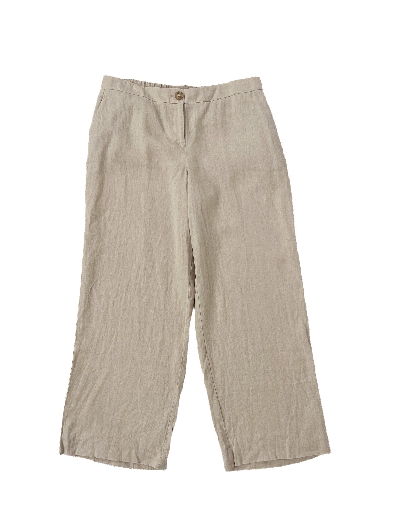 Pantalon large en lin beige taille 14