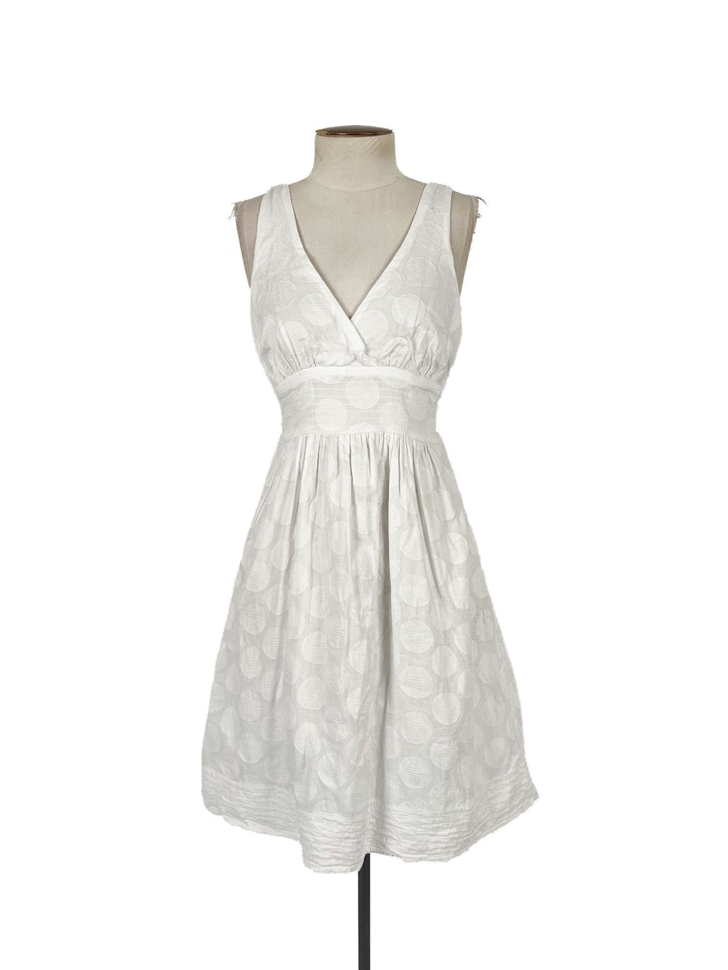 Robe midi blanche taille 38 sans manches en coton uni