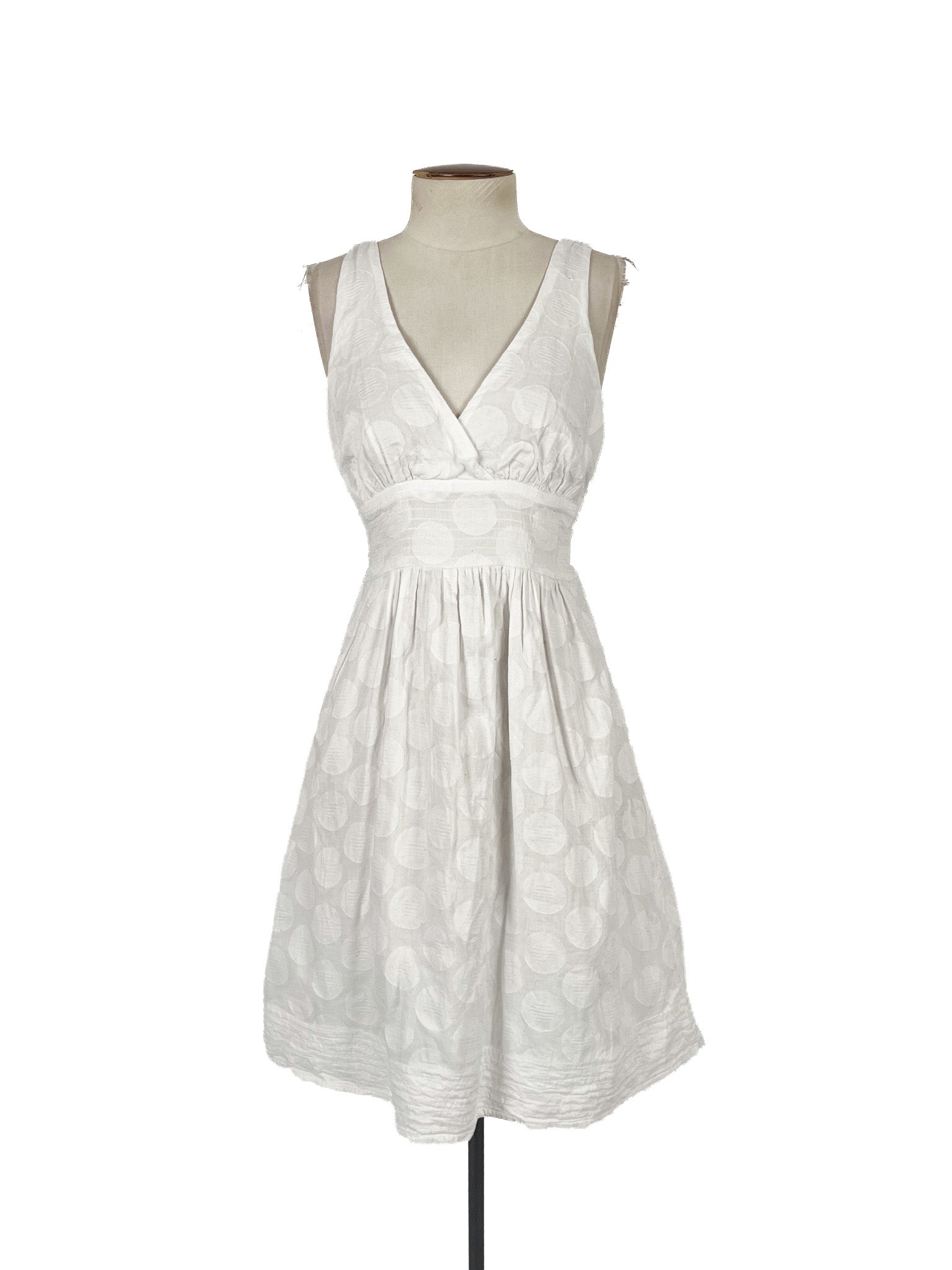Robe midi blanche taille 38 sans manches en coton uni