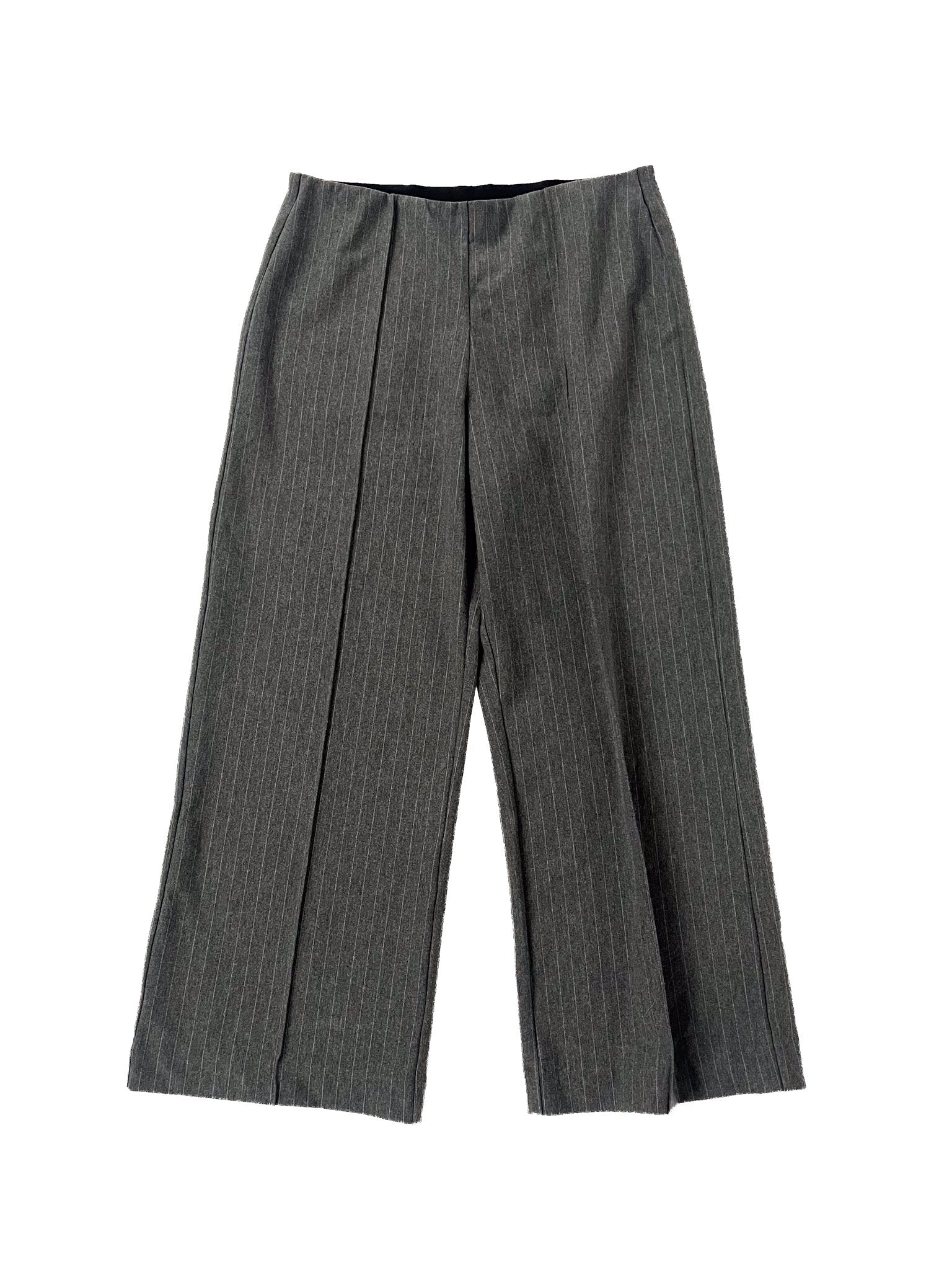 Pantalon ample en mélange de viscose rayé gris, taille 16