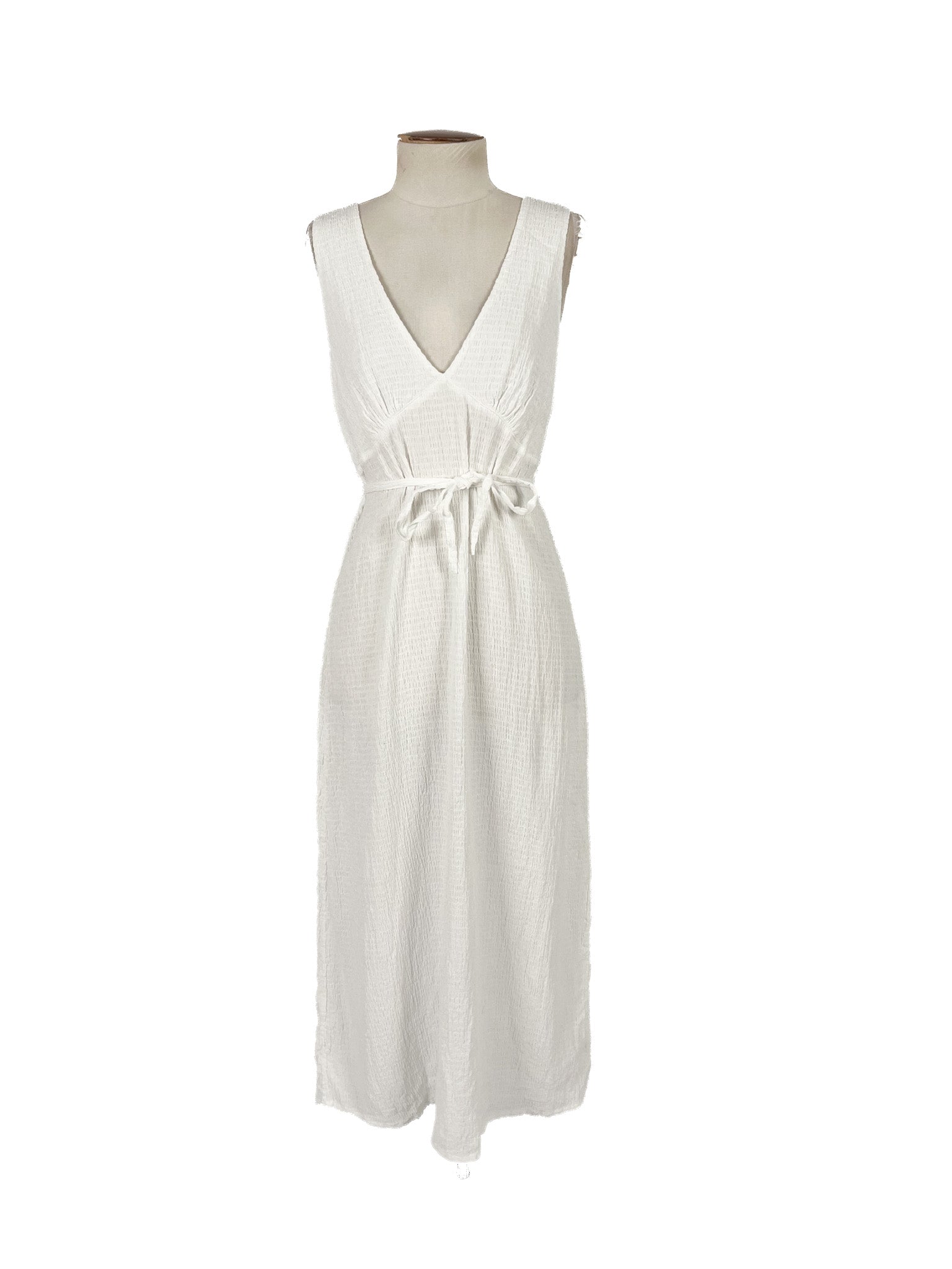 Robe midi blanche sans manches taille M pour femme, décontractée