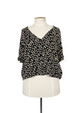 Chemisier court fleuri noir à manches courtes et léger, taille XXL