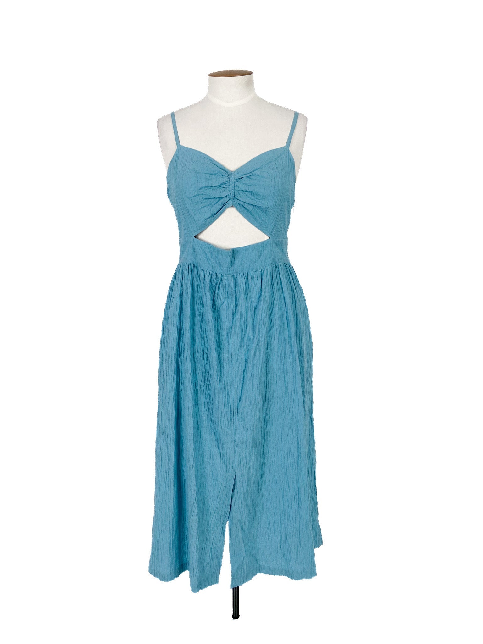 Robe midi sans manches bleue en coton biologique extensible taille 12