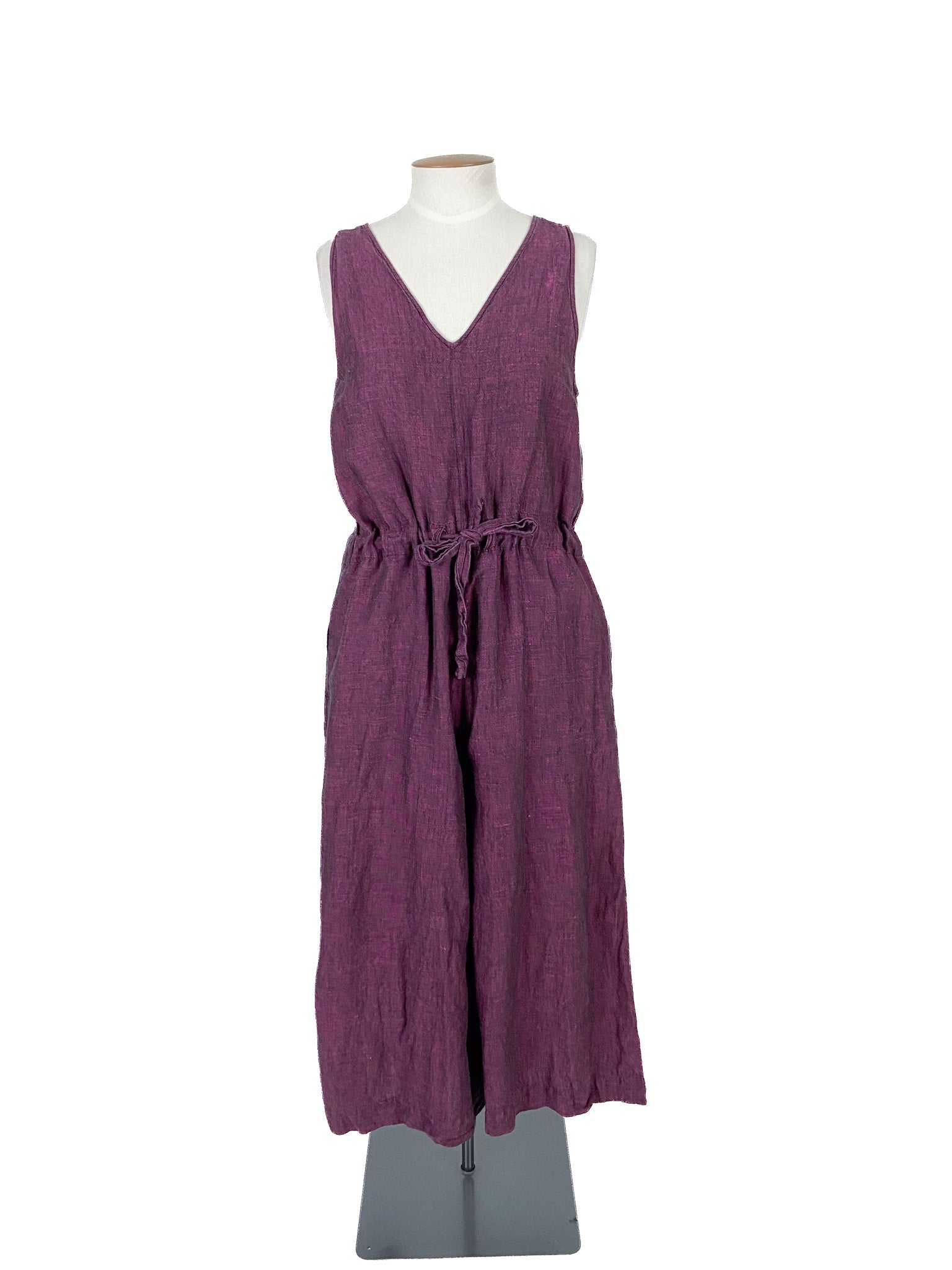 Combinaison-pantalon courte violette sans manches avec ceinture, taille 12