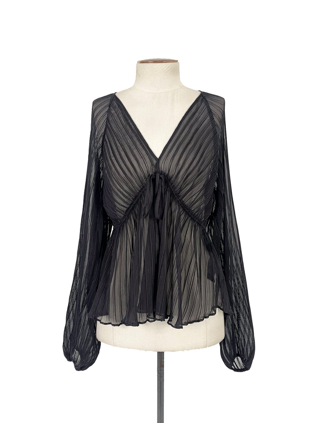 Chemisier noir transparent à manches longues - Taille 10 Femme