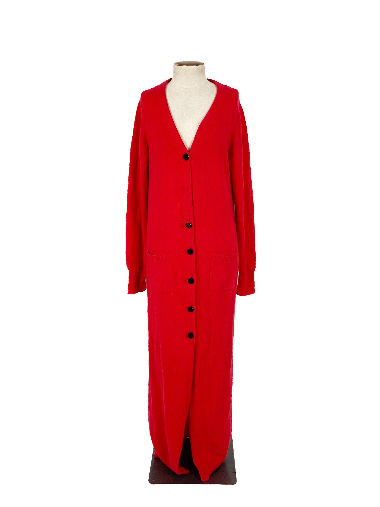 Gilet en Cachemire Rouge Manches Longues Maille Unie Taille M