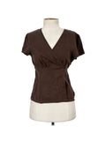 Haut décontracté à manches courtes marron taille M mélange chanvre tencel
