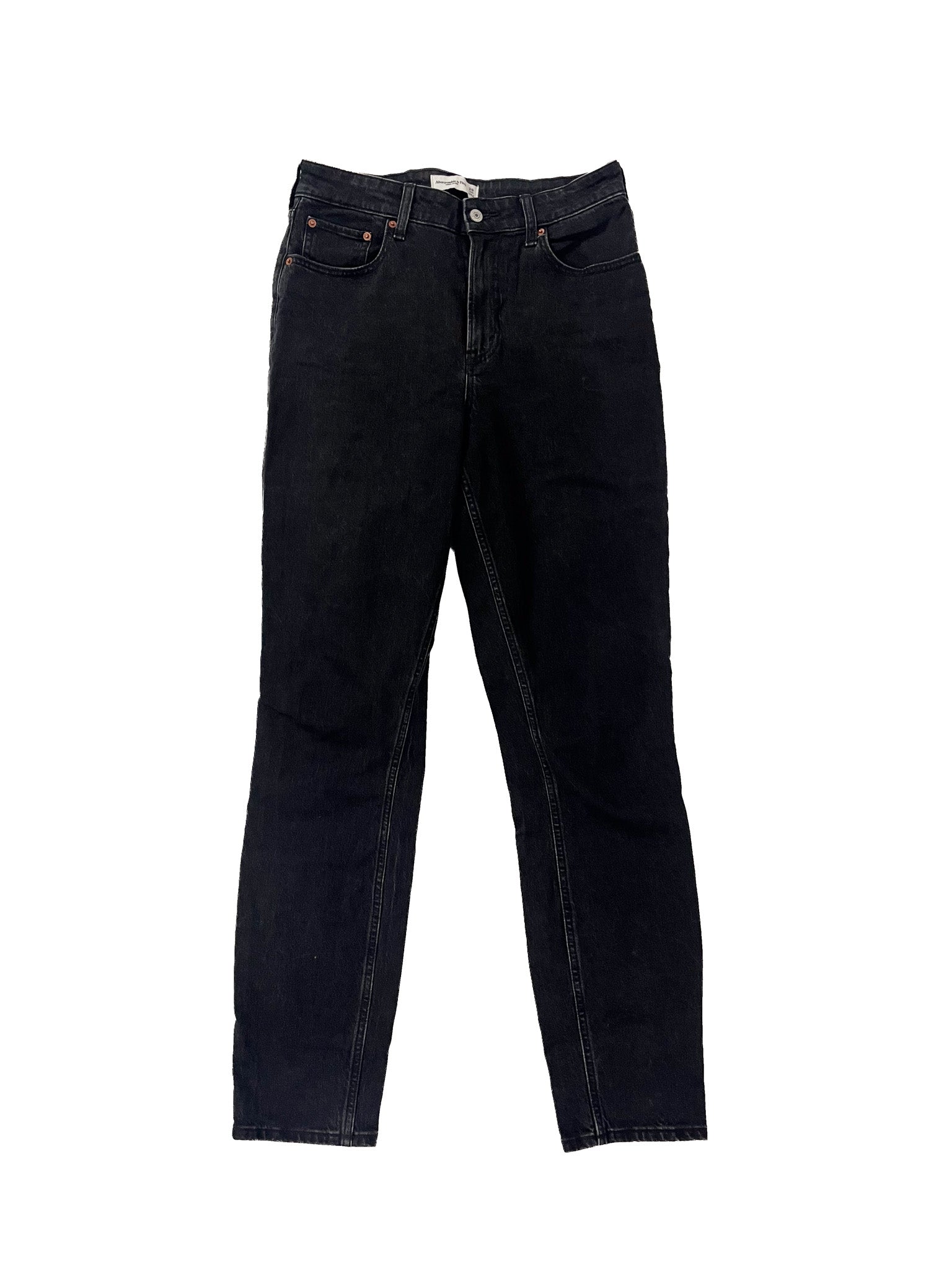 Jean slim noir taille haute en coton pour femme, taille 8