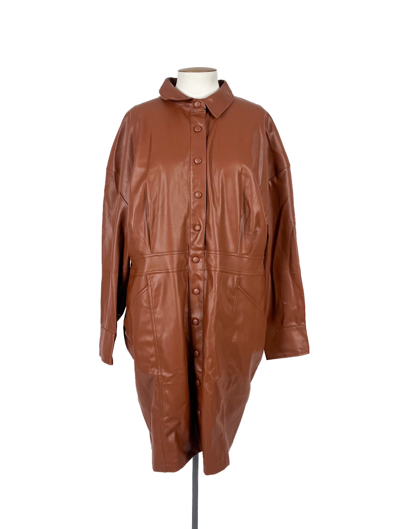Robe courte marron à manches longues en polyester taille 22 Femme