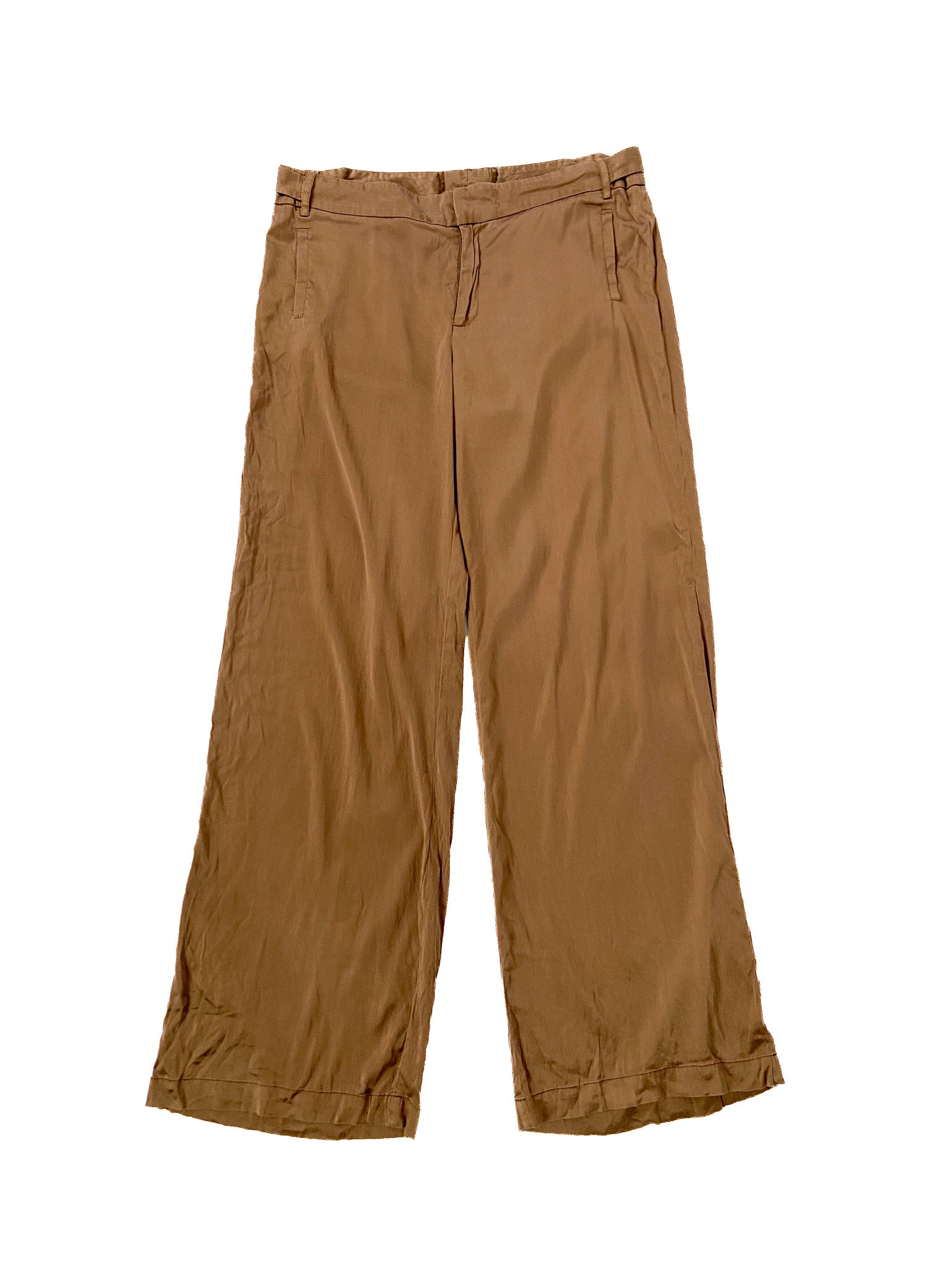 Pantalon large en soie marron pour femme Taille 42 Style uni