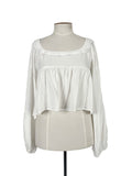 Chemisier blanc en lin et viscose à manches longues, taille 12, coupe décontractée