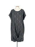 Mini-robe grise, taille 22, manches courtes, motifs géométriques, pour femme