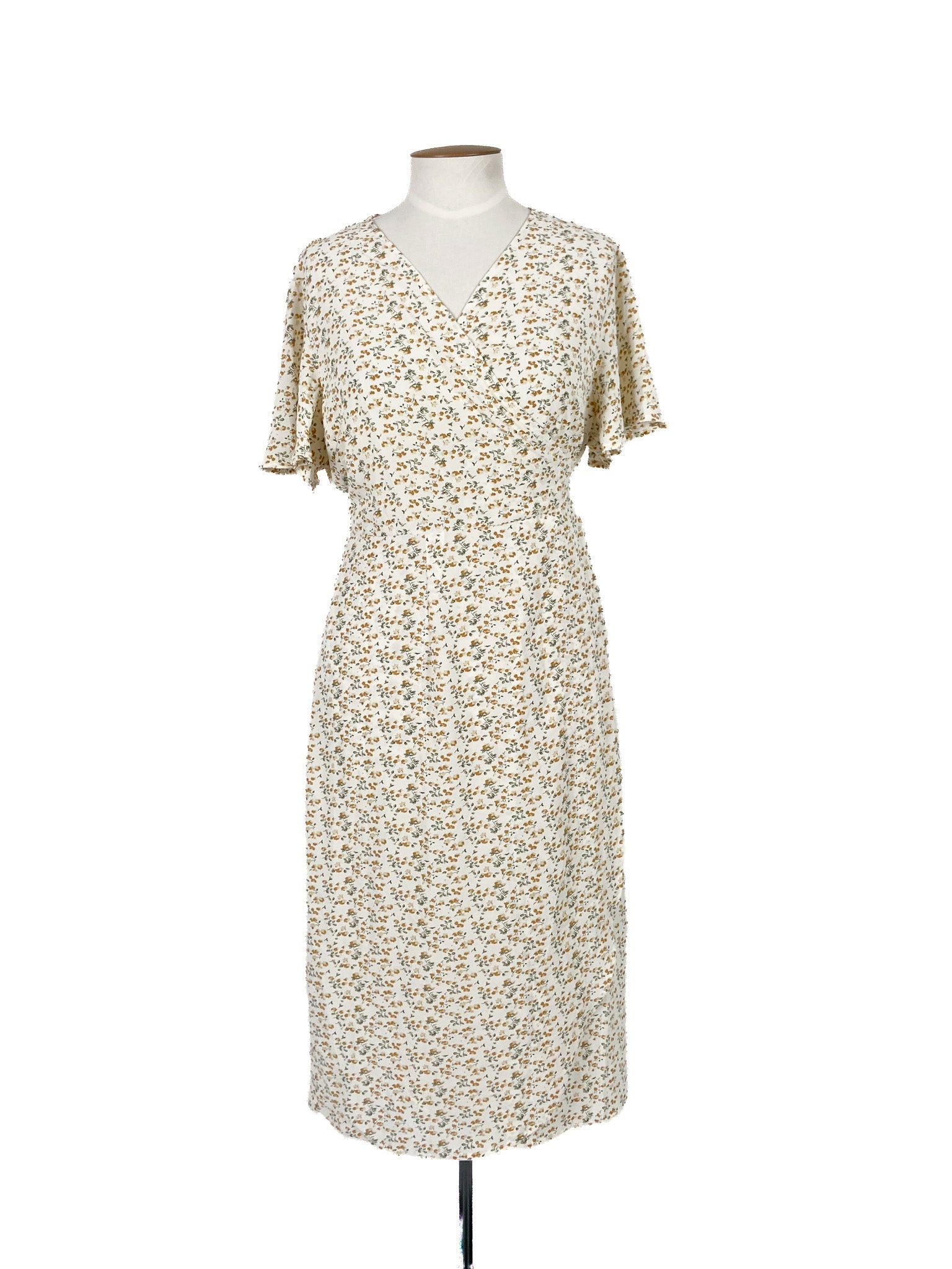 Robe midi légère à manches courtes et imprimé floral blanc, taille 20