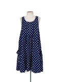 Robe courte sans manches à pois bleu marine avec poches Taille S