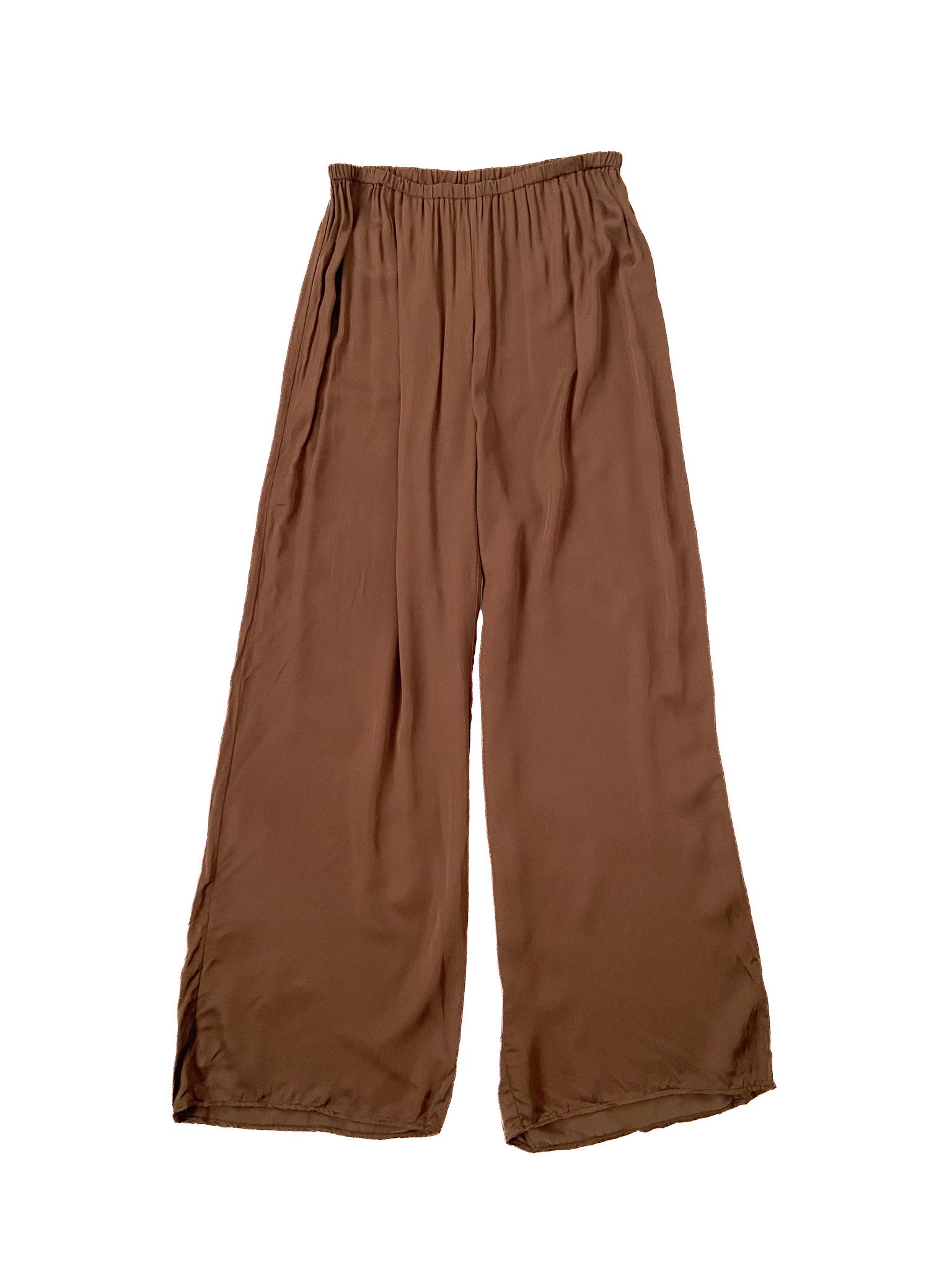 Pantalon léger et soyeux extensible marron taille L