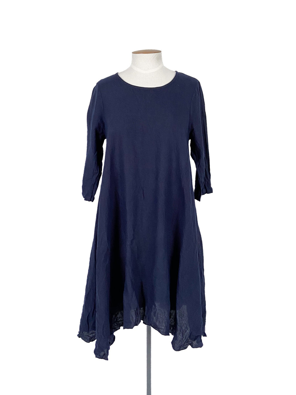 Robe Midi Marine Manches Courtes Lin Unie Taille 10