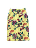 Mini-jupe jaune florale taille 12 mélange coton