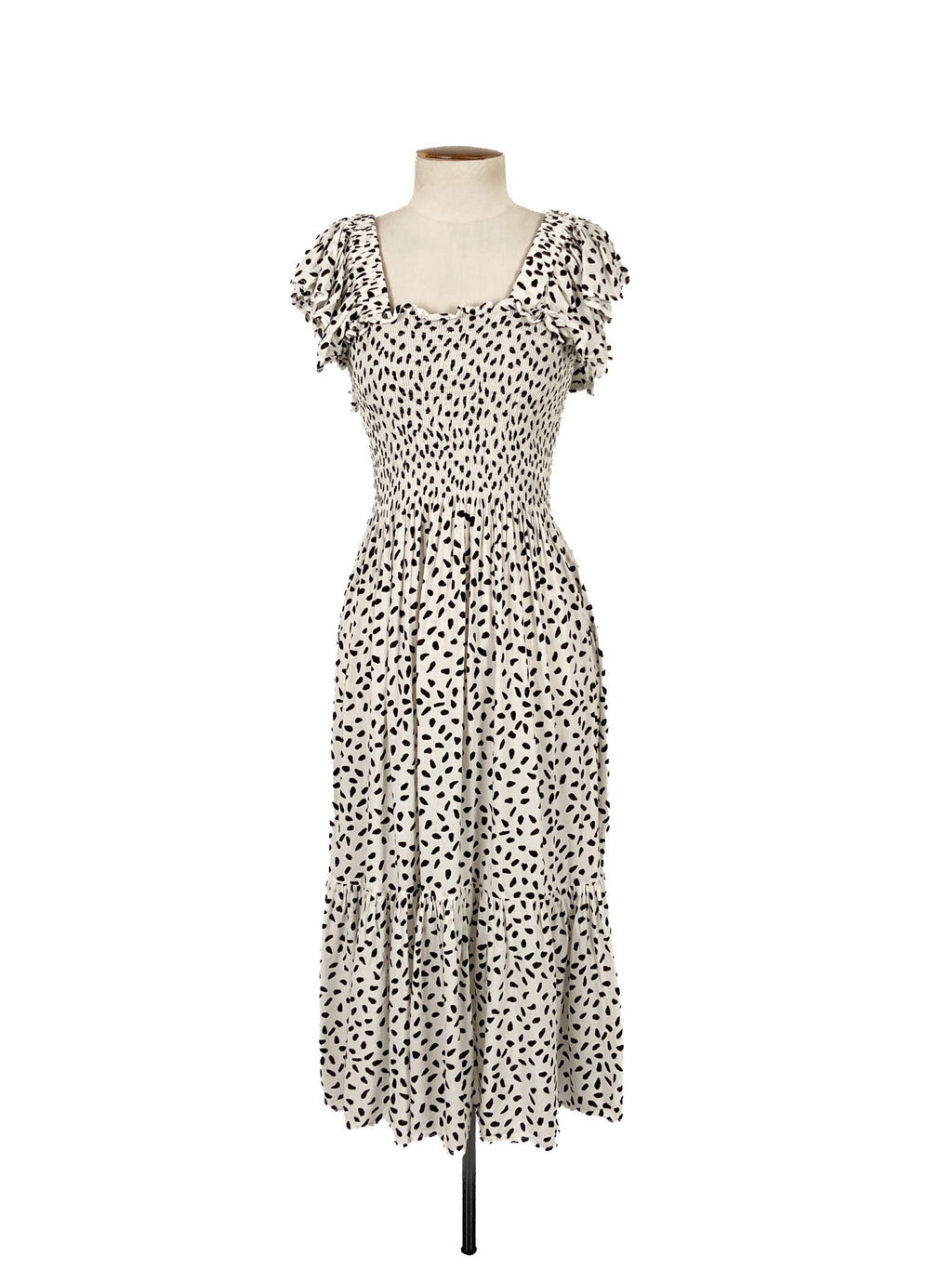 Robe Midi Extensible Imprimé Animal Blanc Taille XS