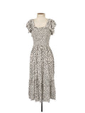 Robe Midi Extensible Imprimé Animal Blanc Taille XS