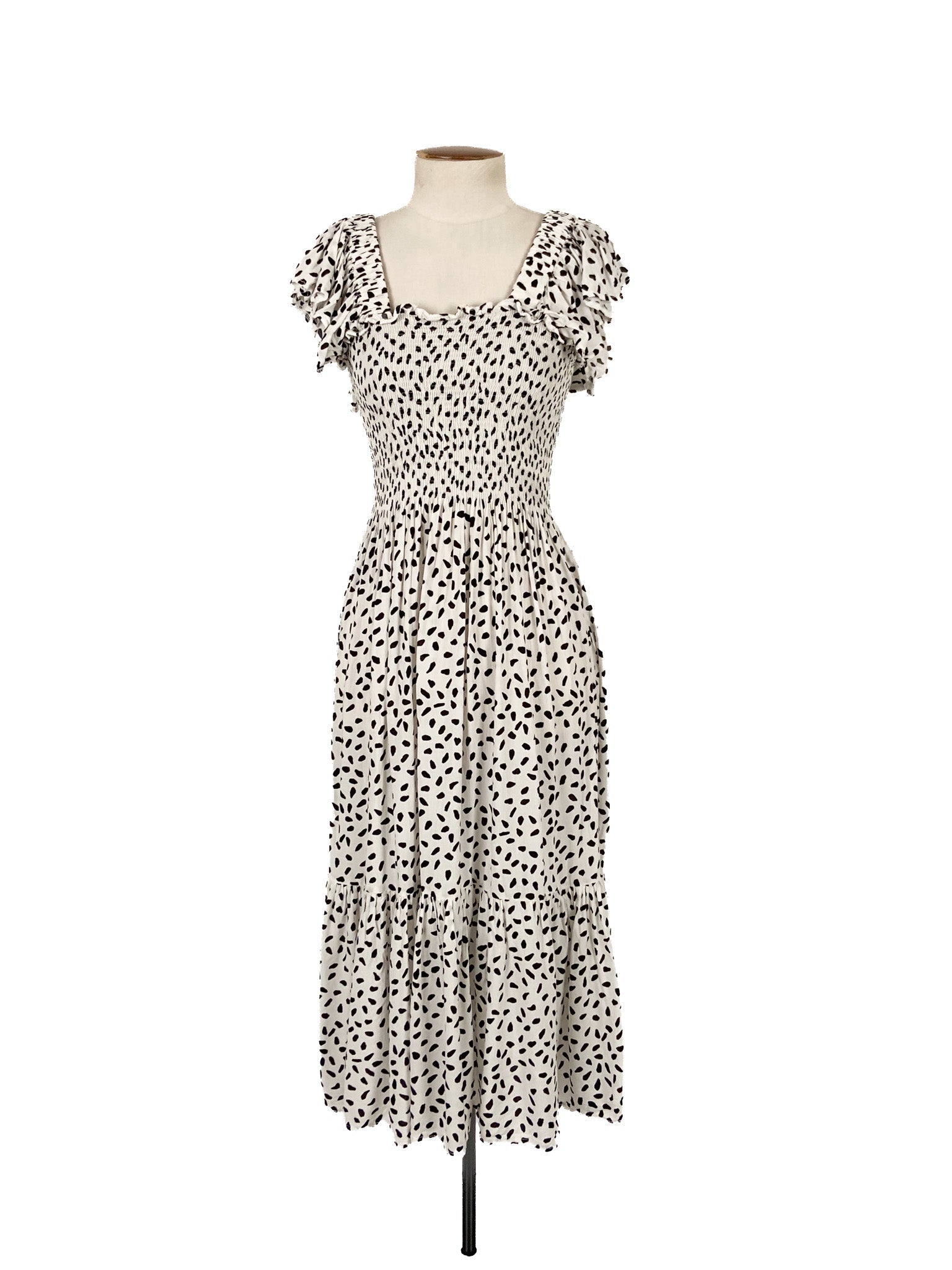 Robe Midi Extensible Imprimé Animal Blanc Taille XS