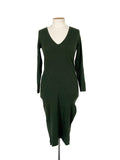 Robe midi extensible verte à manches longues, taille 40