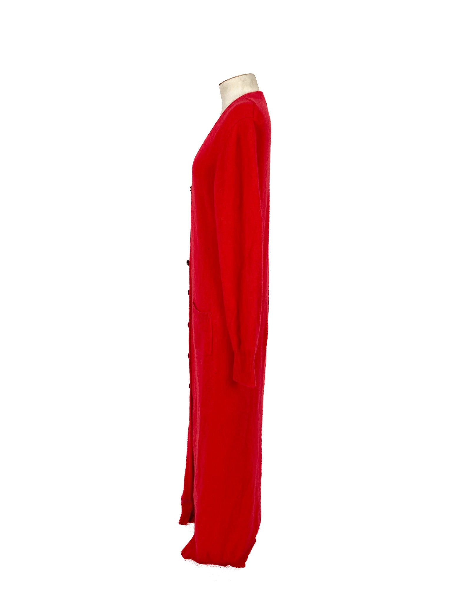 Gilet en Cachemire Rouge Manches Longues Maille Unie Taille M