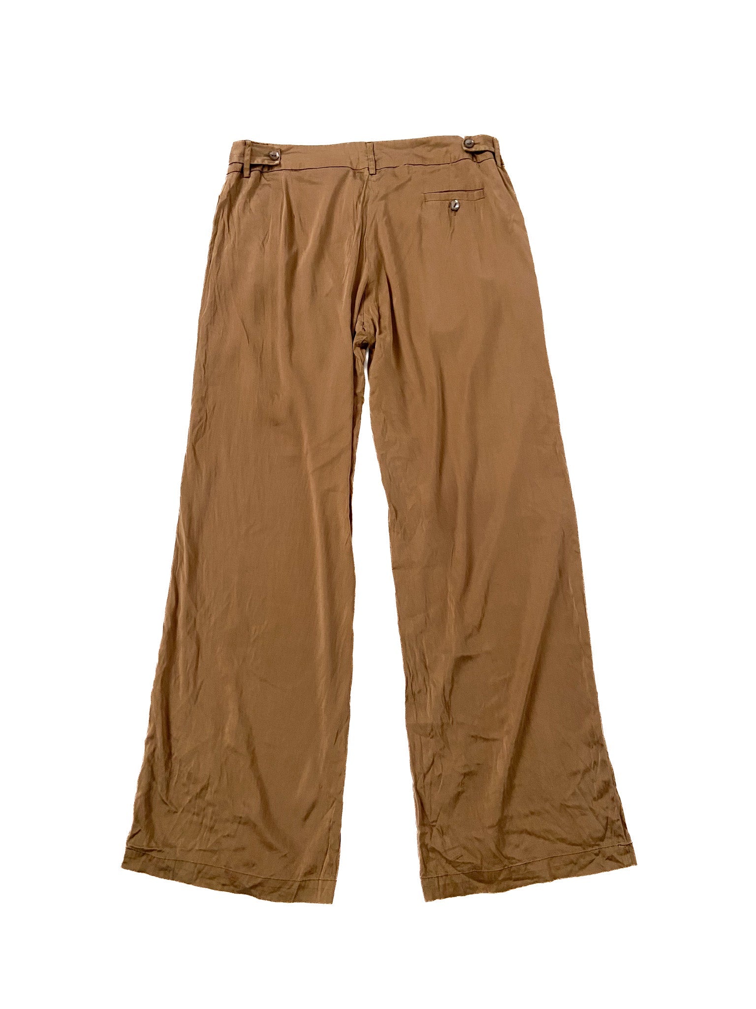 Pantalon large en soie marron pour femme Taille 42 Style uni