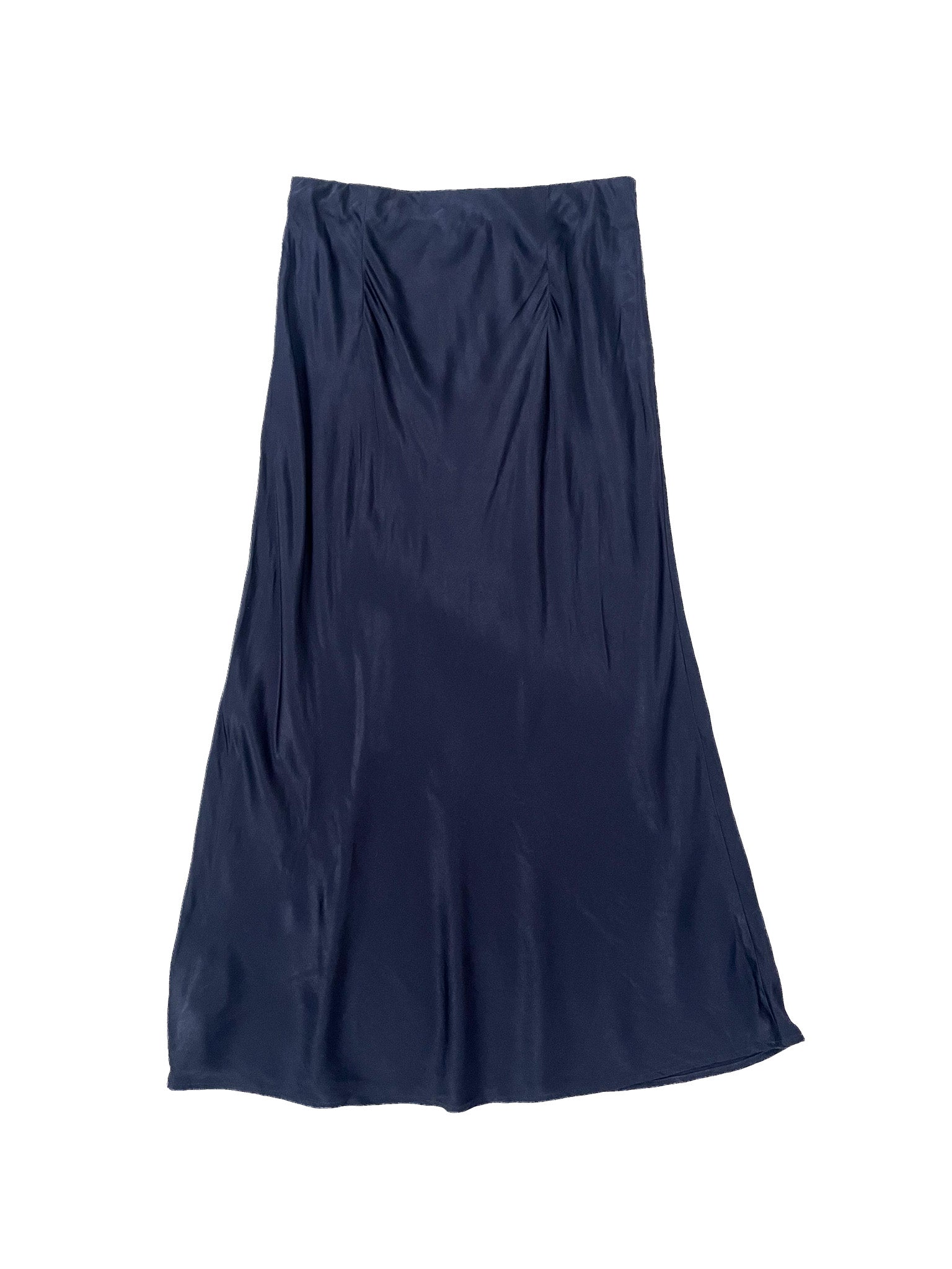 Jupe Midi Marine Viscose Soie Coupe Évasée Taille 38 Femme