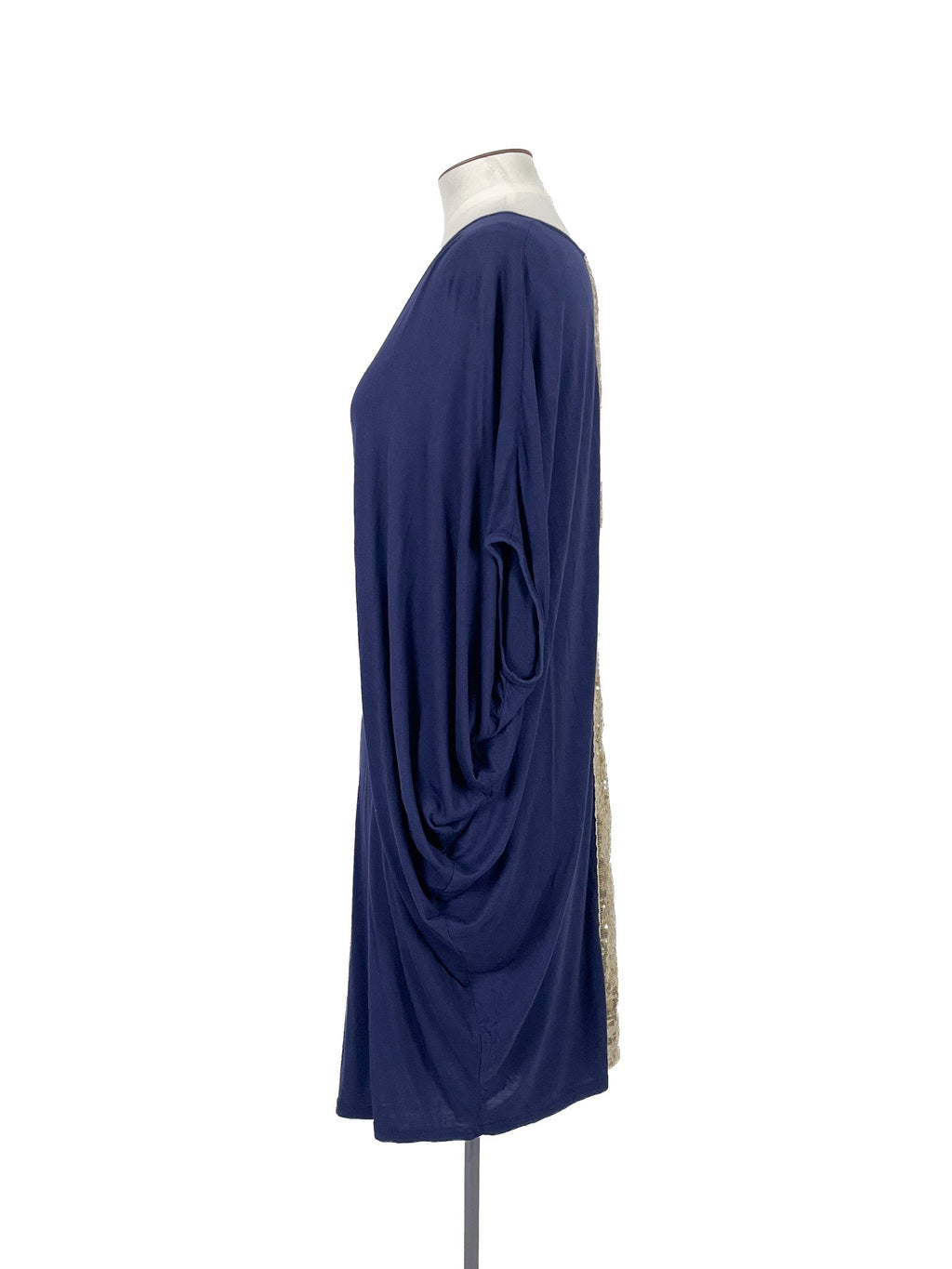Mini-robe bleue, manches courtes, taille unique, mélange viscose élasthanne