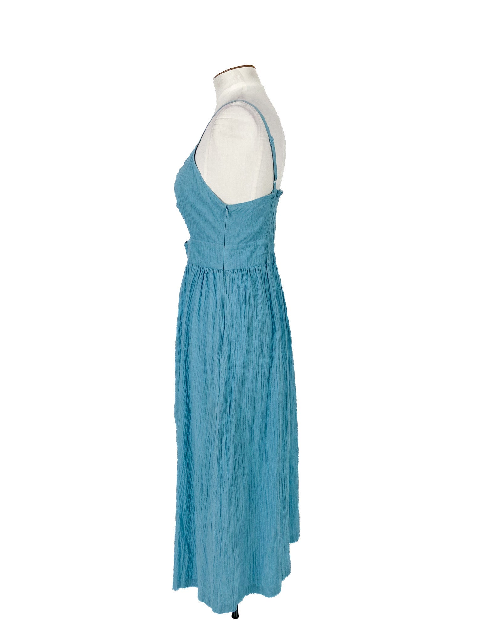 Robe midi sans manches bleue en coton biologique extensible taille 12