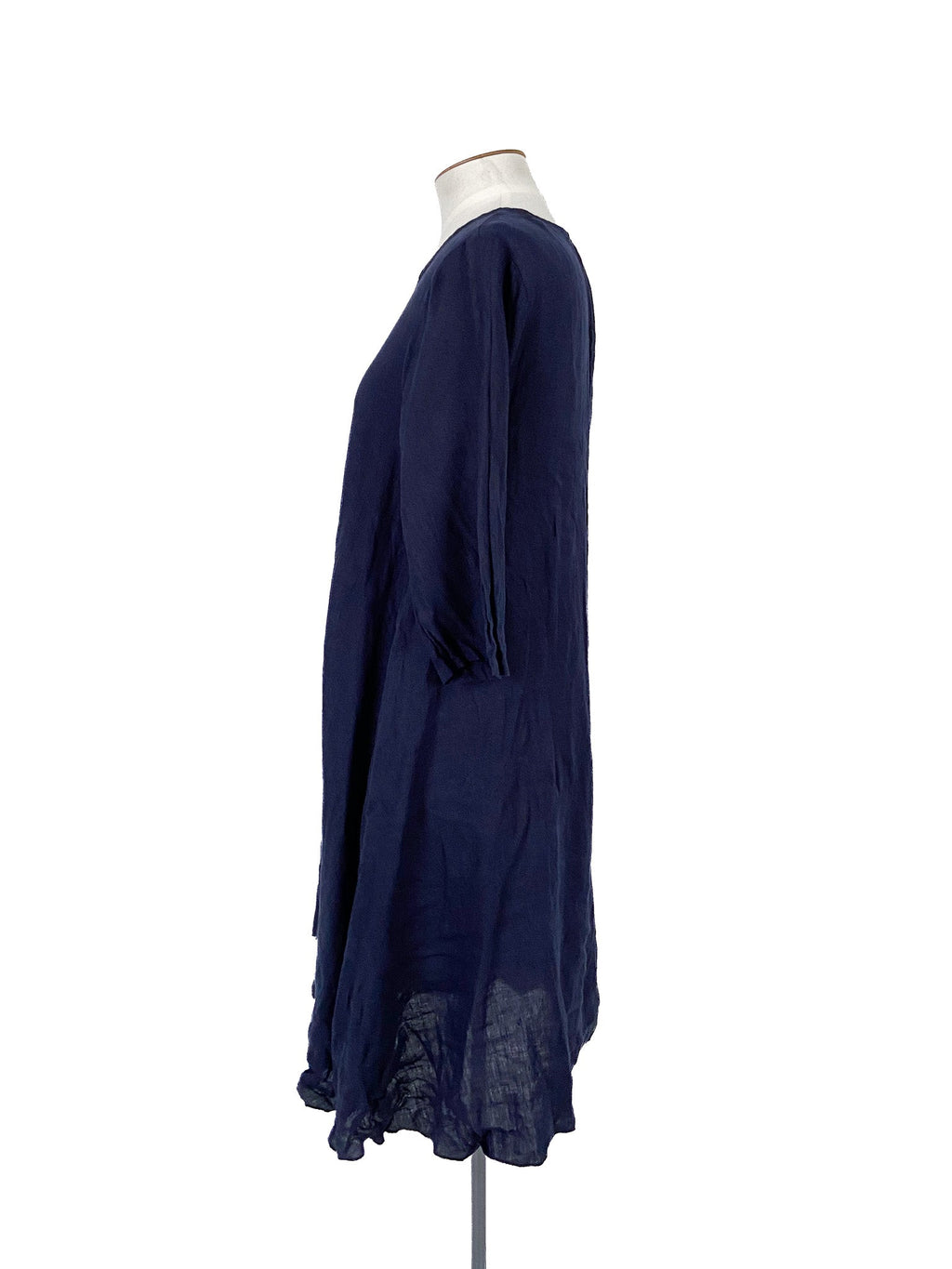 Robe Midi Marine Manches Courtes Lin Unie Taille 10
