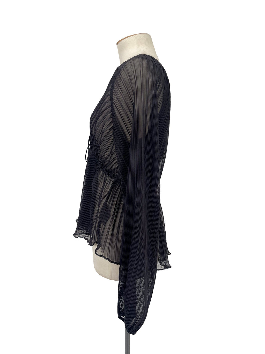 Chemisier noir transparent à manches longues - Taille 10 Femme
