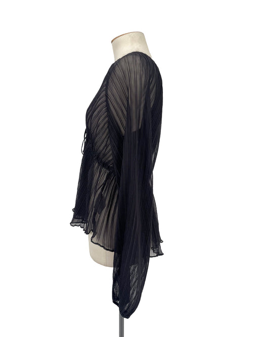 Chemisier noir transparent à manches longues - Taille 10 Femme