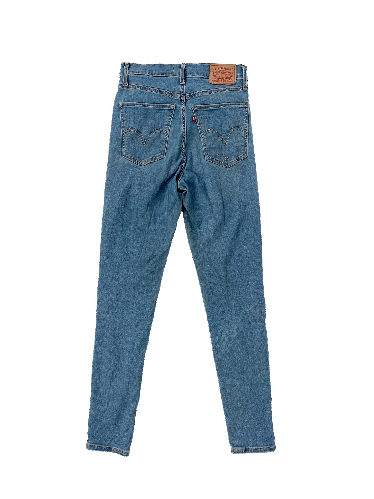Jean skinny femme taille haute bleu, taille 6, en denim extensible