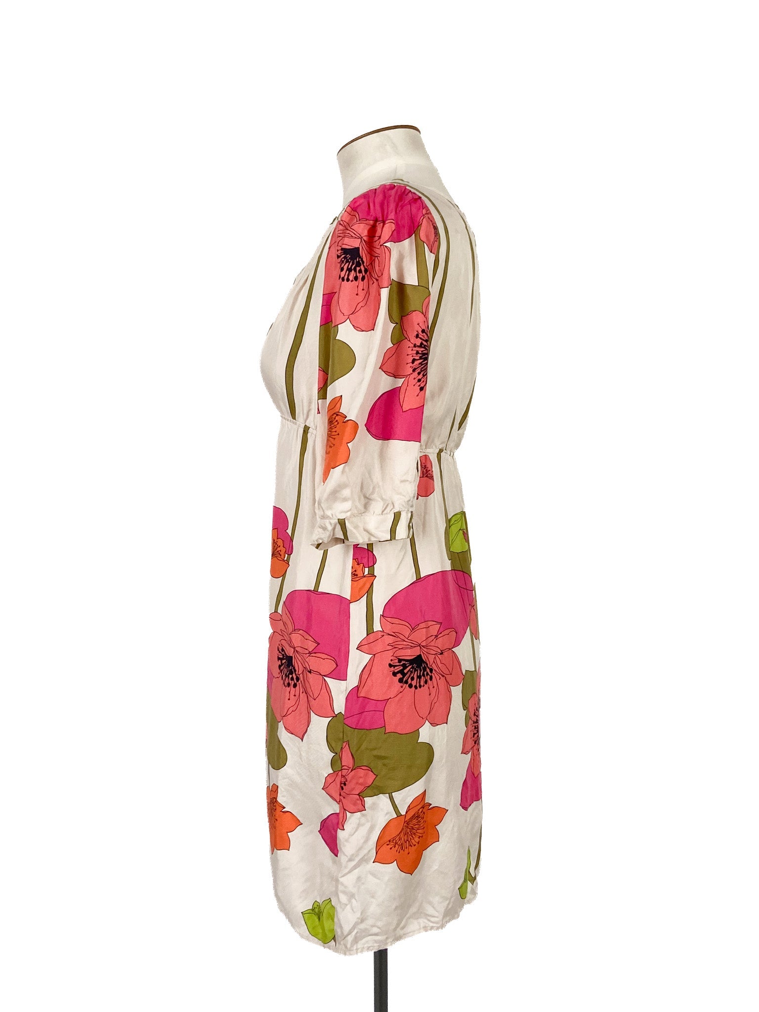 Mini-robe en soie multicolore à motifs floraux, taille 12