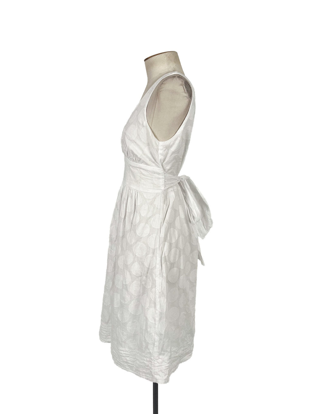 Robe midi blanche taille 38 sans manches en coton uni