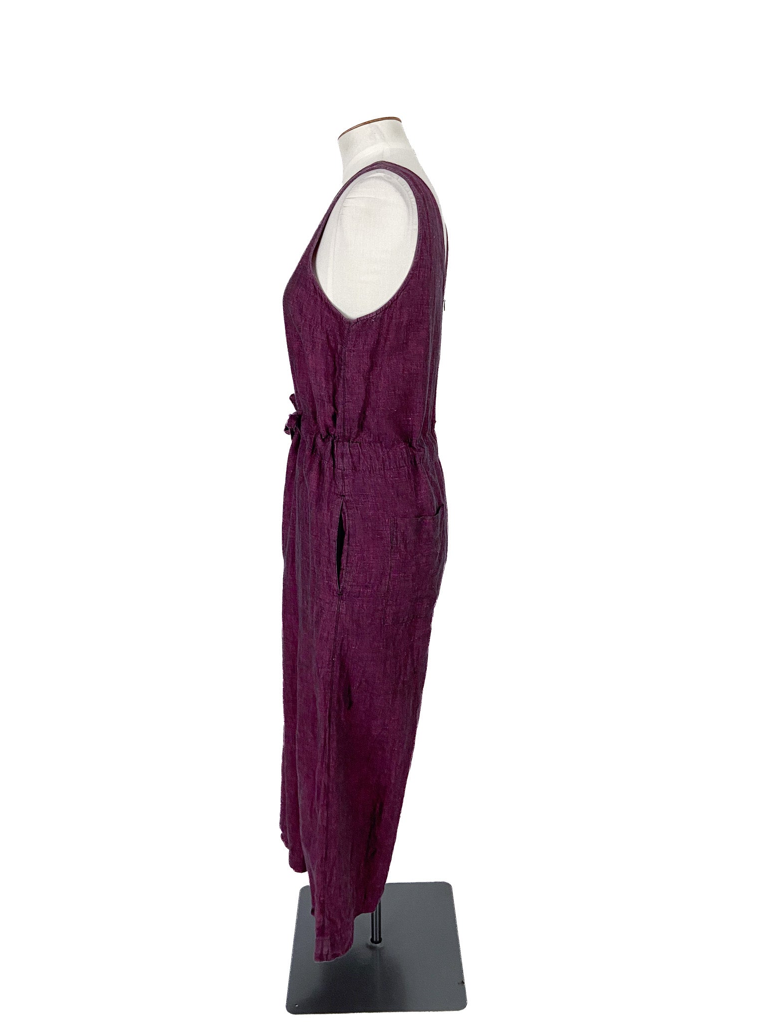 Combinaison-pantalon courte violette sans manches avec ceinture, taille 12