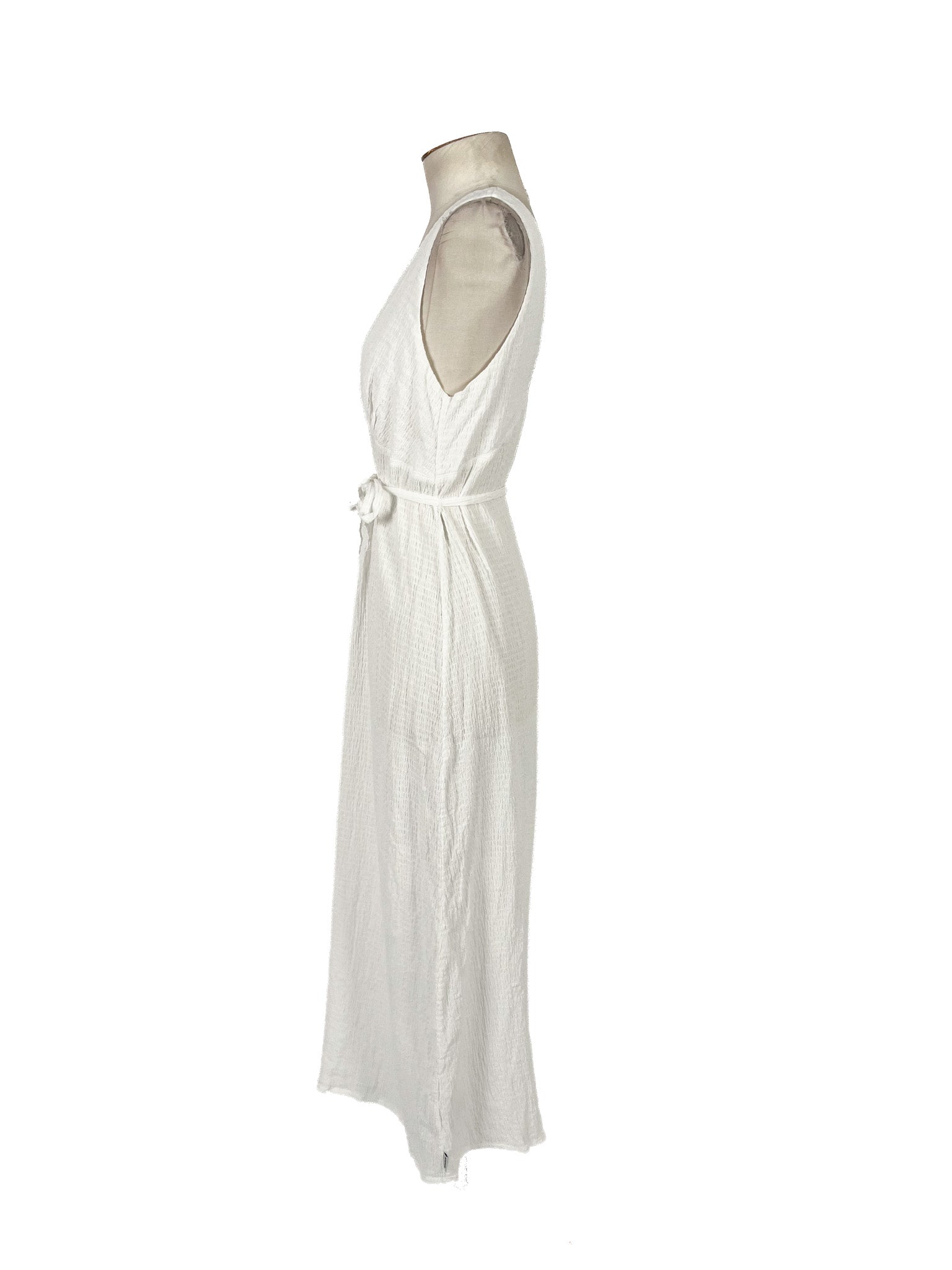 Robe midi blanche sans manches taille M pour femme, décontractée
