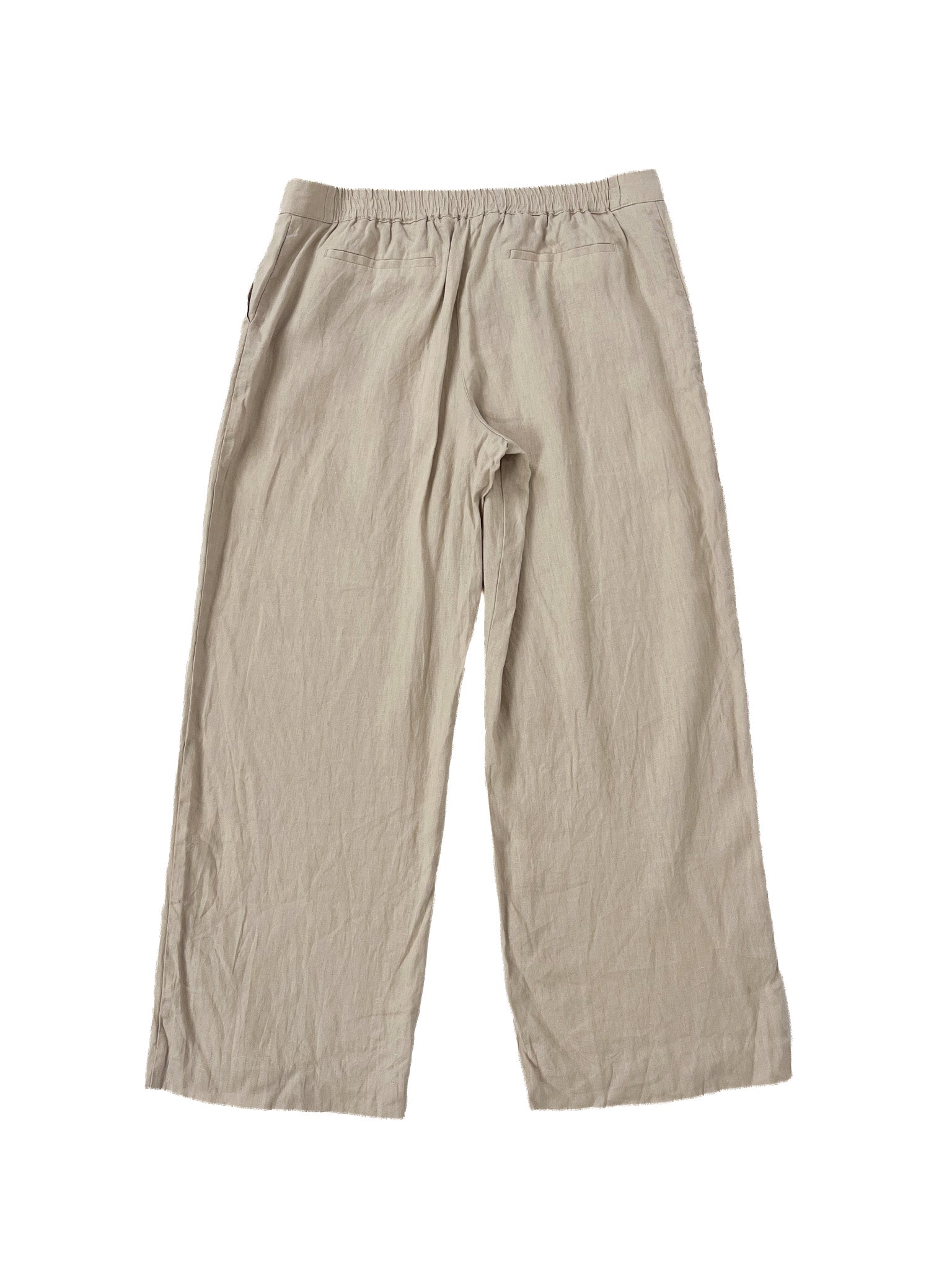 Pantalon large en lin beige taille 14