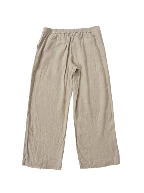 Pantalon large en lin beige taille 14
