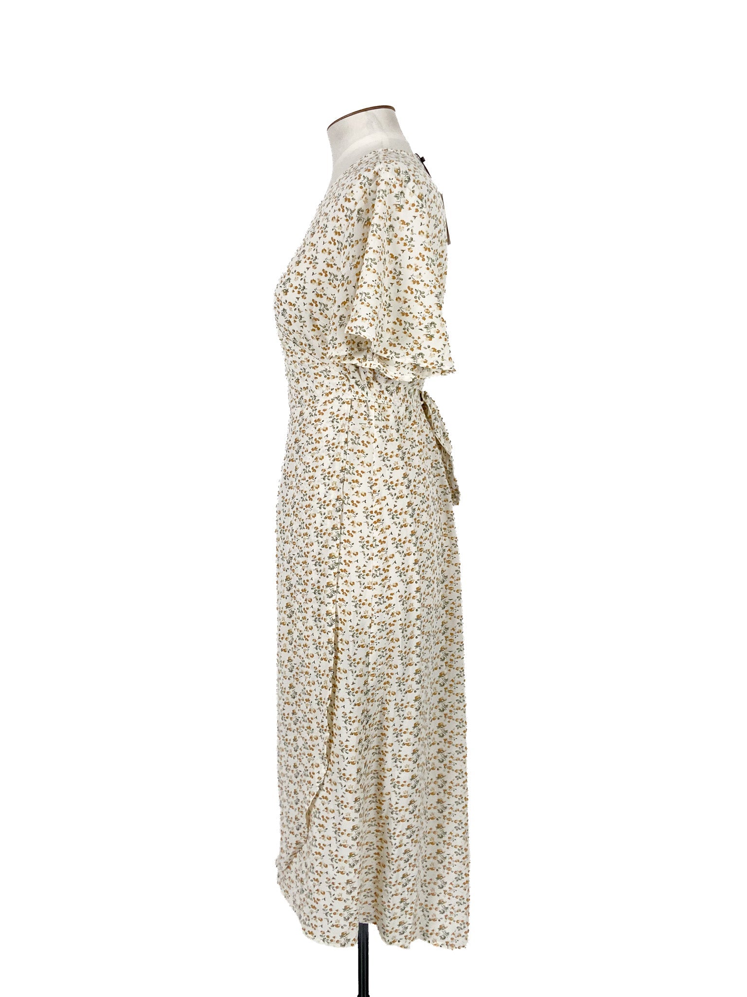 Robe midi légère à manches courtes et imprimé floral blanc, taille 20