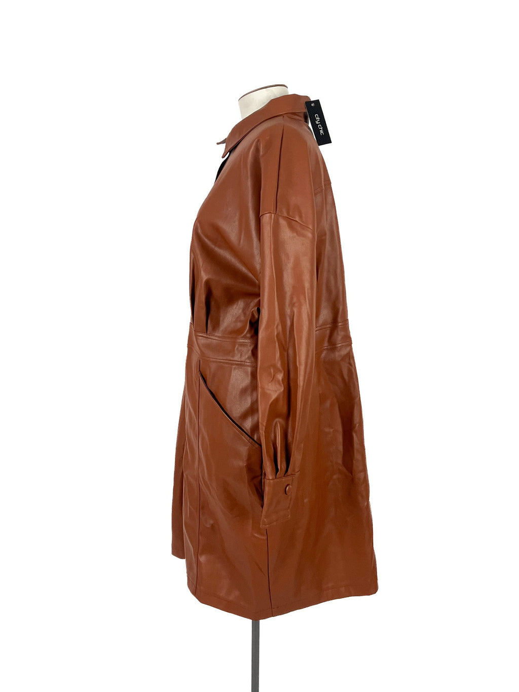 Robe courte marron à manches longues en polyester taille 22 Femme