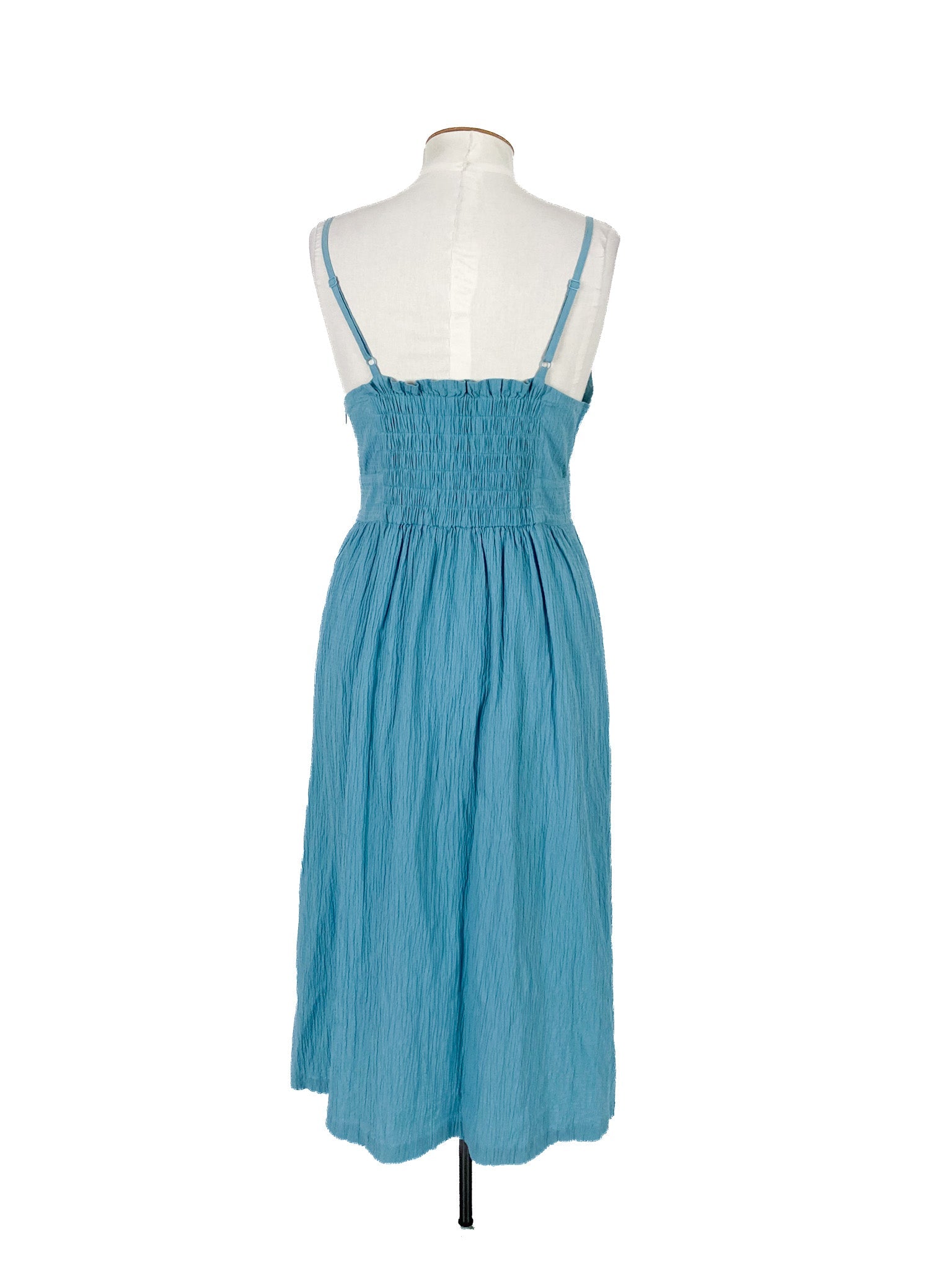 Robe midi sans manches bleue en coton biologique extensible taille 12