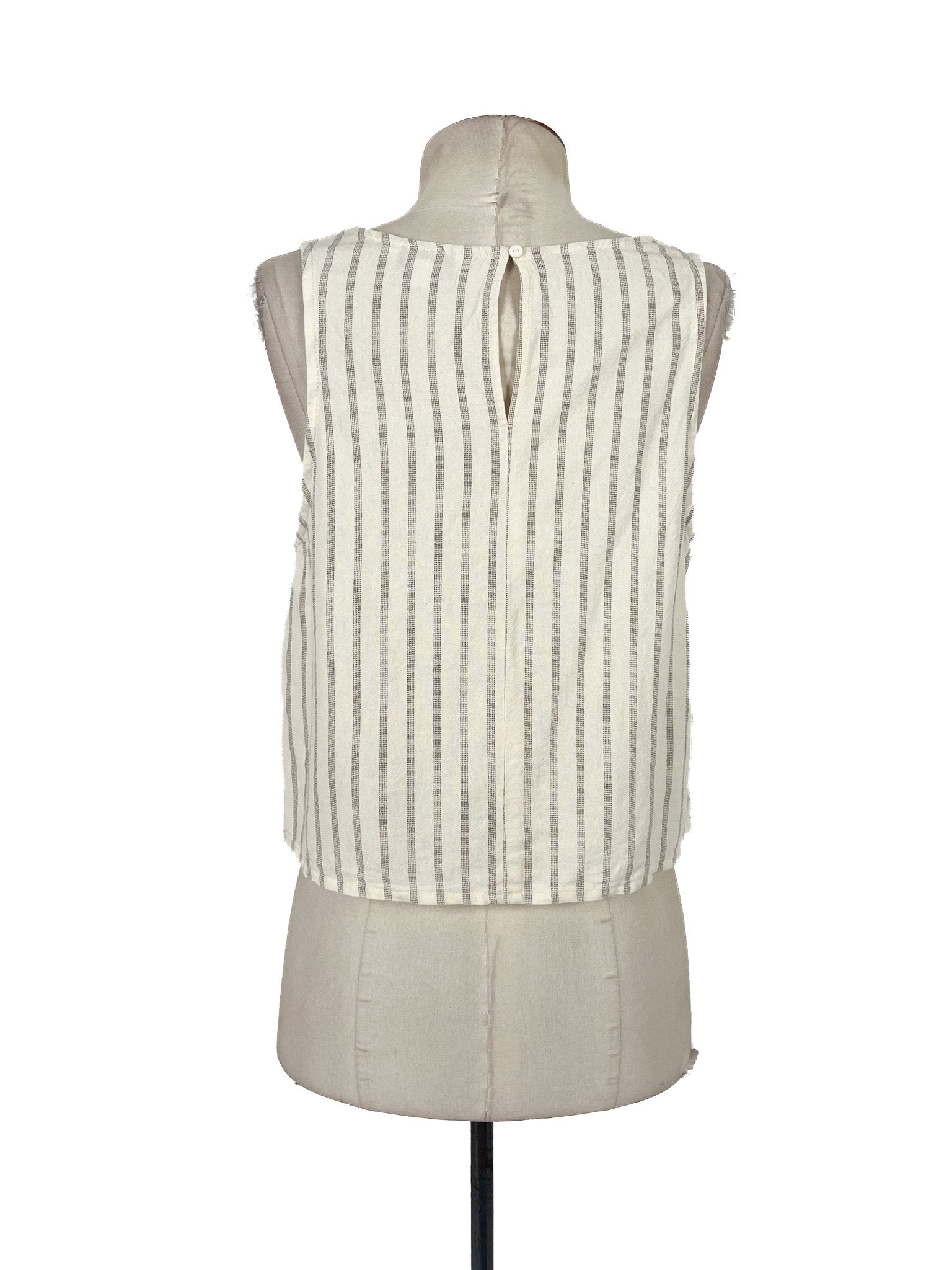 Haut Sans Manches Rayé Beige en Lin et Viscose Taille M