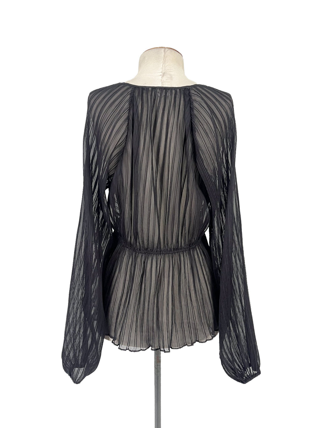 Chemisier noir transparent à manches longues - Taille 10 Femme