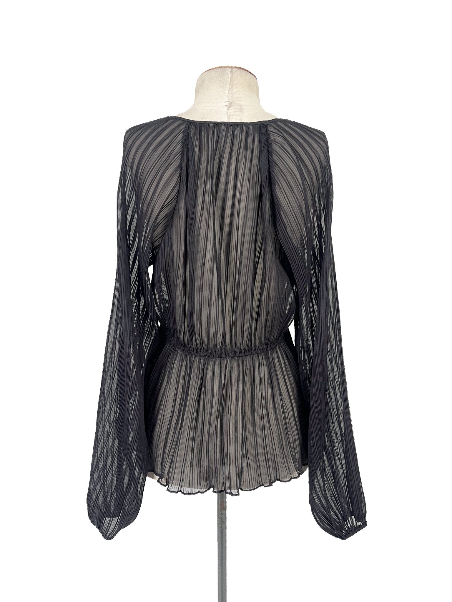 Chemisier noir transparent à manches longues - Taille 10 Femme