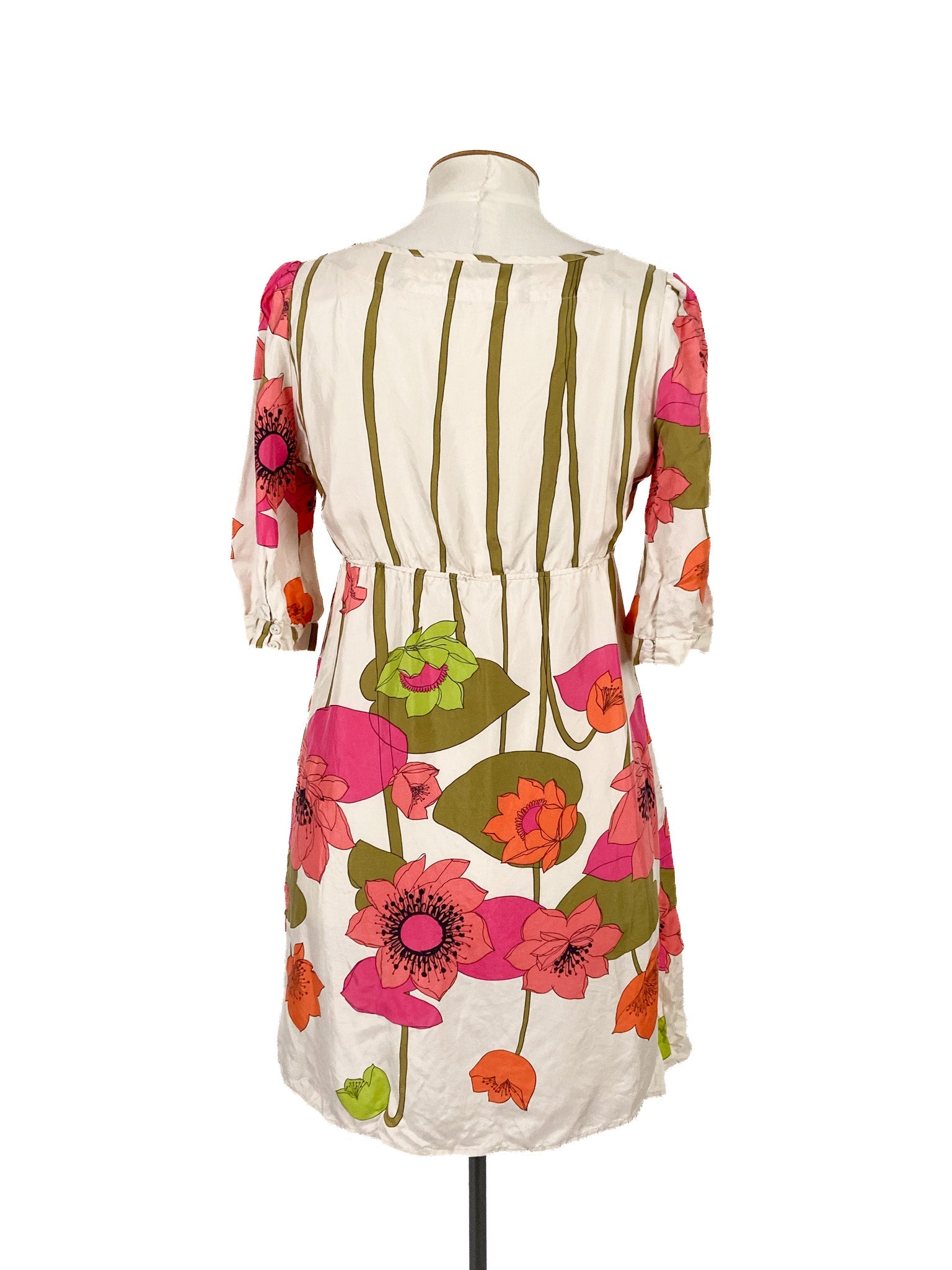 Mini-robe en soie multicolore à motifs floraux, taille 12