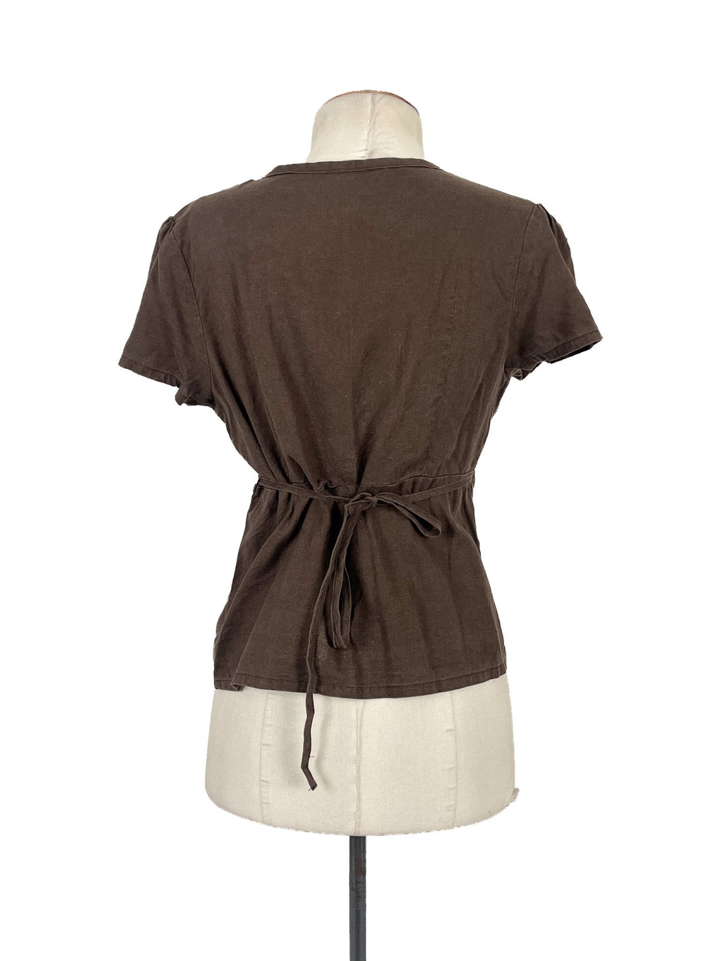 Haut décontracté à manches courtes marron taille M mélange chanvre tencel