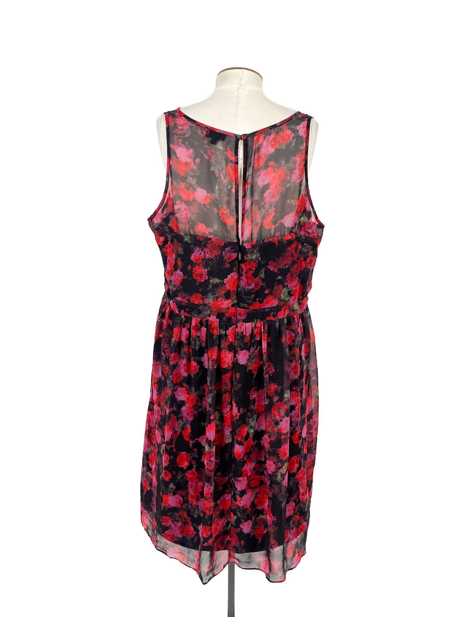 Robe Courte Sans Manches Florale Rouge Taille 22