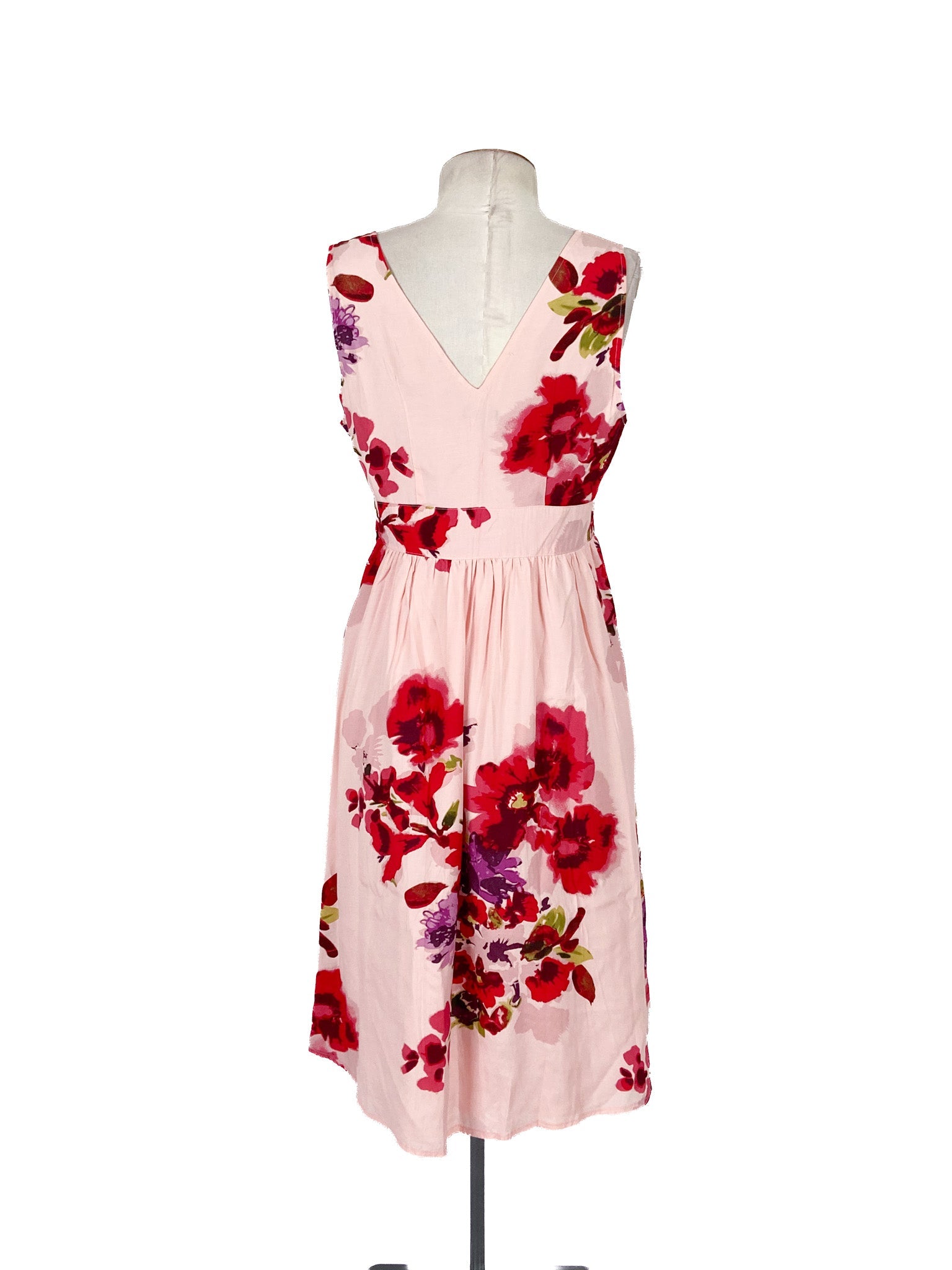 Robe midi sans manches fleurie rose Taille 38 100% Viscose
